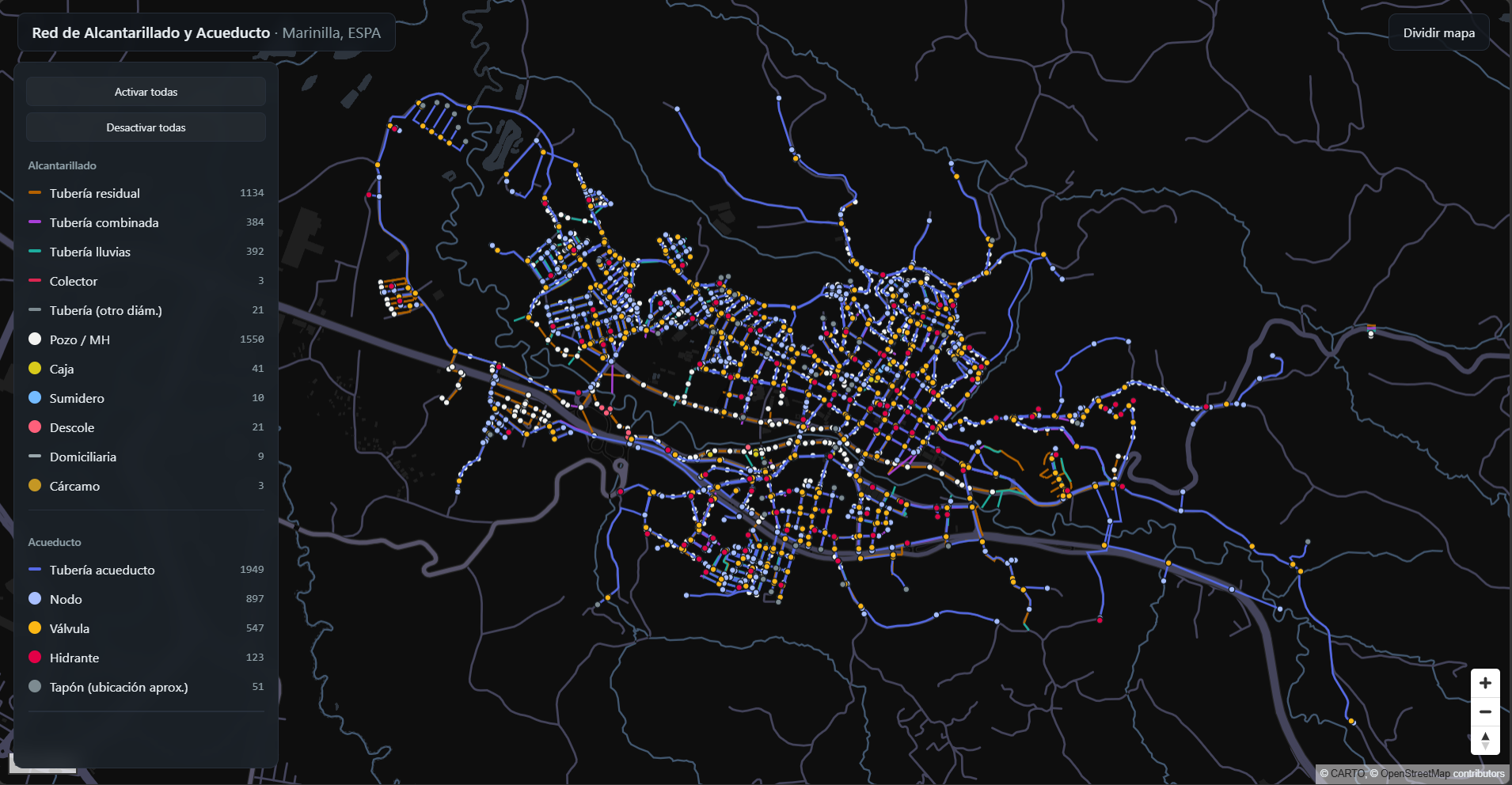 Mapa interactivo de las redes de ESPA Marinilla